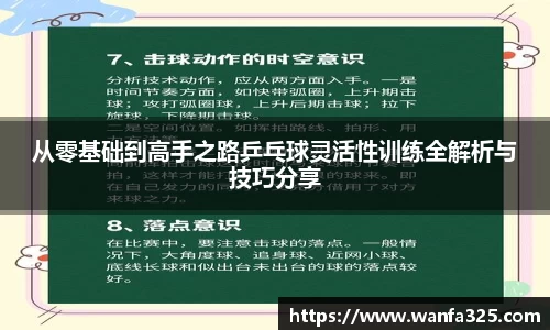 从零基础到高手之路乒乓球灵活性训练全解析与技巧分享
